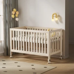 Convertible Baby Crib With Removable Wheels, 4 Mattress Heights