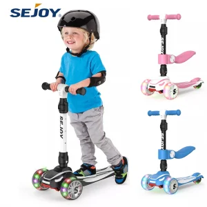 Toddler Kick Scooter for Kids Childrens Foldable Seat  with Adjustable Height/Handlebars