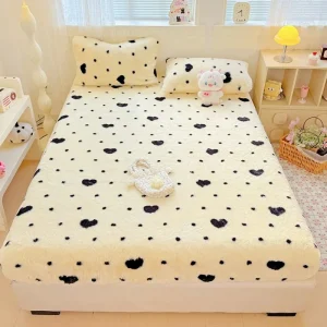 love polka dot printing milk fleece single piece fitted