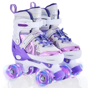 Roller Skates for Girls Boys for Kids 4 Size Adjustable Light Up